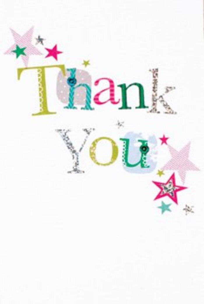 With a graceful arrangement of hues and joyful motifs, this thank you card embodies an understated exuberance reflective of Harlesden's close-knit community. Each letter of the message unfurls in vivid, individual character; some are whimsically spotted and curved, while others move with an elegant, almost musical rhythm, painted in tones of bright green, deep pink, and tranquil blue. Here and there, soft streaks of glittering silver add a note of sophistication, as stars in shades of turquoise and shimmering pink gather around, blessing the card with an extra layer of cheer. The composition is both airy and contemporary, resting on a flawless white backdrop that allows every brush of colour and sparkle to truly sing. The overall mood is welcoming yet refined, evoking Harlesden's unique blend of tradition and modernity. This card pairs beautifully with a bouquet meant for any occasion-perhaps a thank you for cherished support or a gesture to mark a milestone celebrated in a neighbour's home. Prepared by local experts at Flowers Harlesden, it becomes not just a card but a memorable keepsake, bridging the gap between heartfelt words and the uplifting freshness of flowers arranged with care in Harlesden's heart.