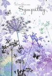 This sympathy card unfolds like a quiet memory, tender and soft, much like the stillness you feel on a calm evening walk through Harlesden's residential streets. Across the interior, airy silhouettes of wildflowers stretch upward, their slender stems and umbrella-shaped flower heads rendered in gentle shades of lavender, indigo, and soft blue. Each bloom appears almost weightless, as though a light breeze might sway it, yet the lines remain steady and sure. The background is a dreamy blend of muted purples and bluish-greys, washed together with the fluid ease of watercolour, evoking distant fields or a misty horizon without ever becoming busy. Scattered among the flowers are a few ethereal butterflies, their wings outlined so delicately they seem part of the air itself. They bring a sense of transformation and the quiet assurance that love continues beyond the immediate pain of loss. The light in the artwork feels diffuse and embracing, with no harsh contrast-just a calm, even glow. As someone who often helps Harlesden families choose the right tribute, I recognise how this design mirrors the gentle comfort of a thoughtfully arranged condolence bouquet: restrained, respectful, and filled with subtle beauty. It is the kind of card that sits gracefully beside a sympathy arrangement, offering a visual embrace and a space to pause, breathe, and remember in peace.
